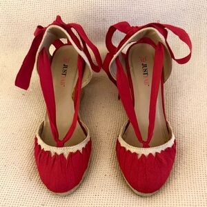 JustFab Red Espadrille Wedged